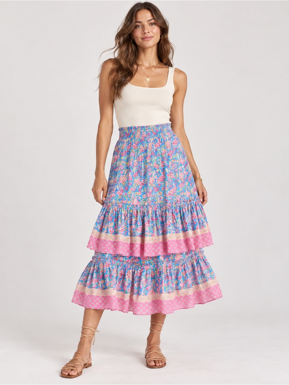 NEW Anthropologie Plenty By Tracy Reese Meadow Tiered Ruffle Floral Midi Skirt